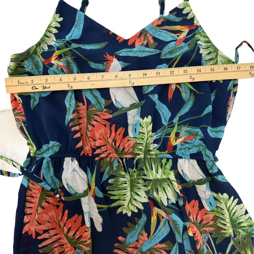 C Navy Tropical Midi Dress with Green and Orange Foliage - Picture 5 of 8